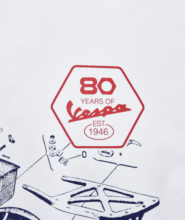 VESPA 80TH TEE TECHNICAL DRAW WHITE